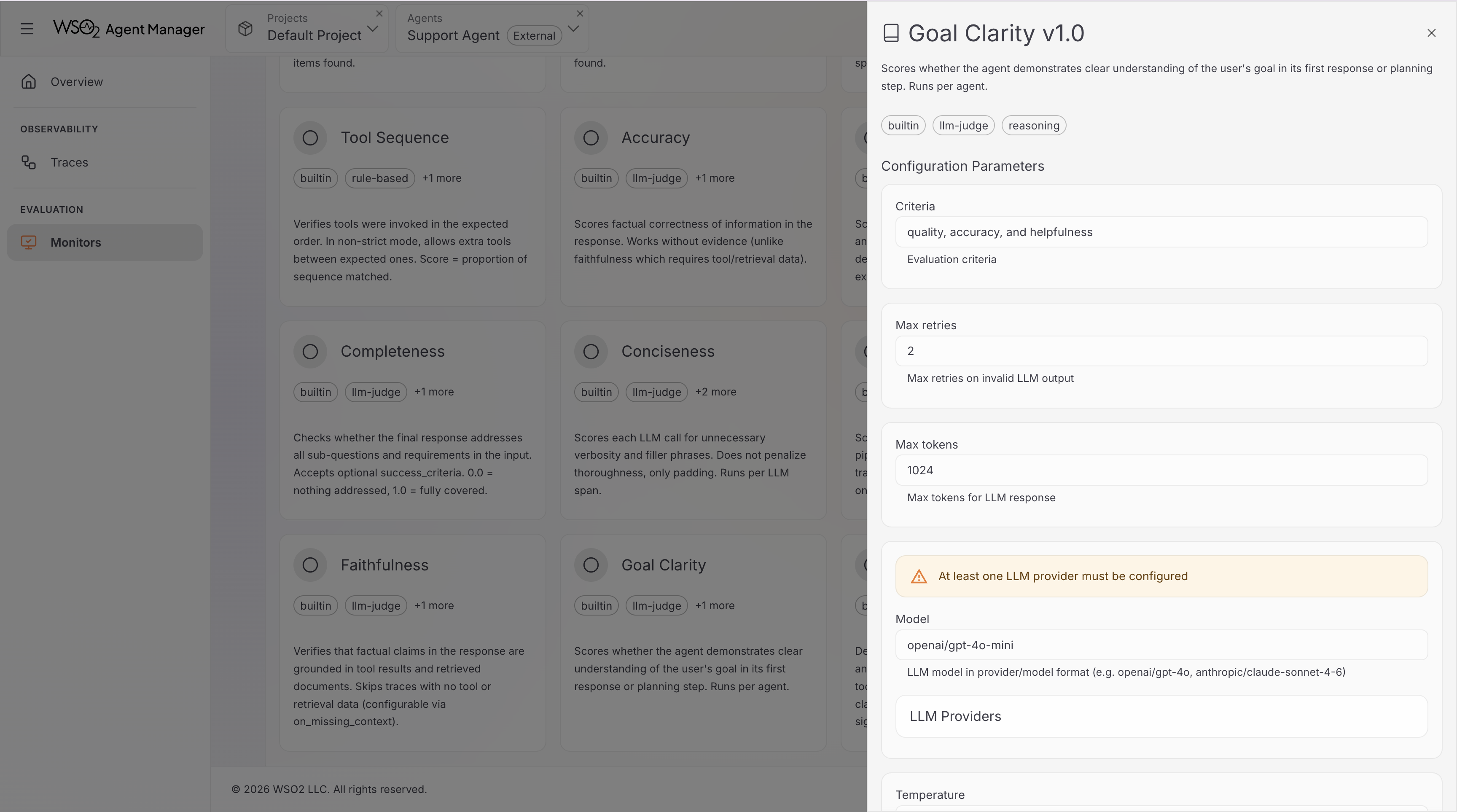 Evaluator configuration drawer