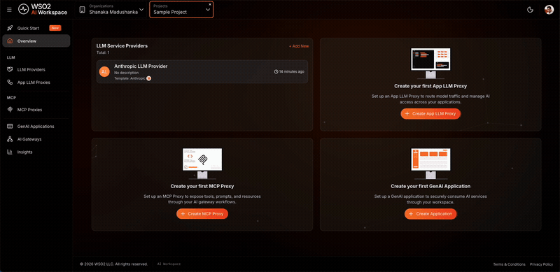 Creating the persona-proxy App LLM proxy with its provider configuration until the proxy detail page opens