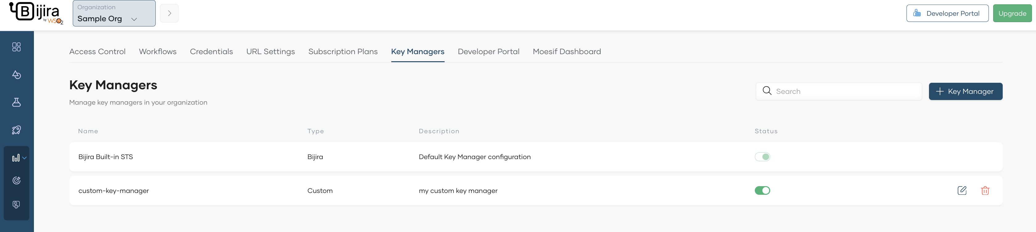 Add Key Manager button