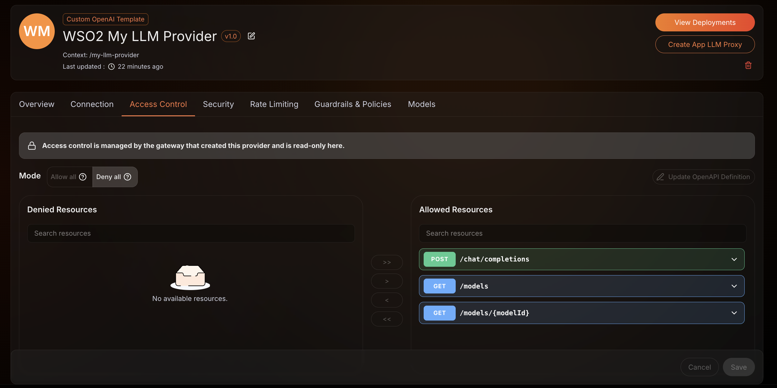 Access Control of DP origin LLM provider