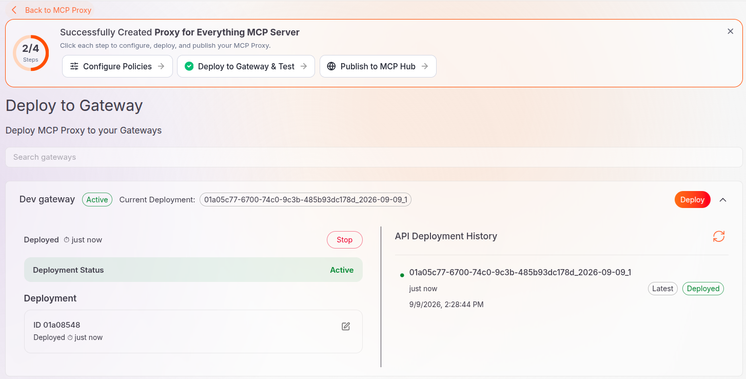 Successfully deploying an MCP Proxy to AI Gateway