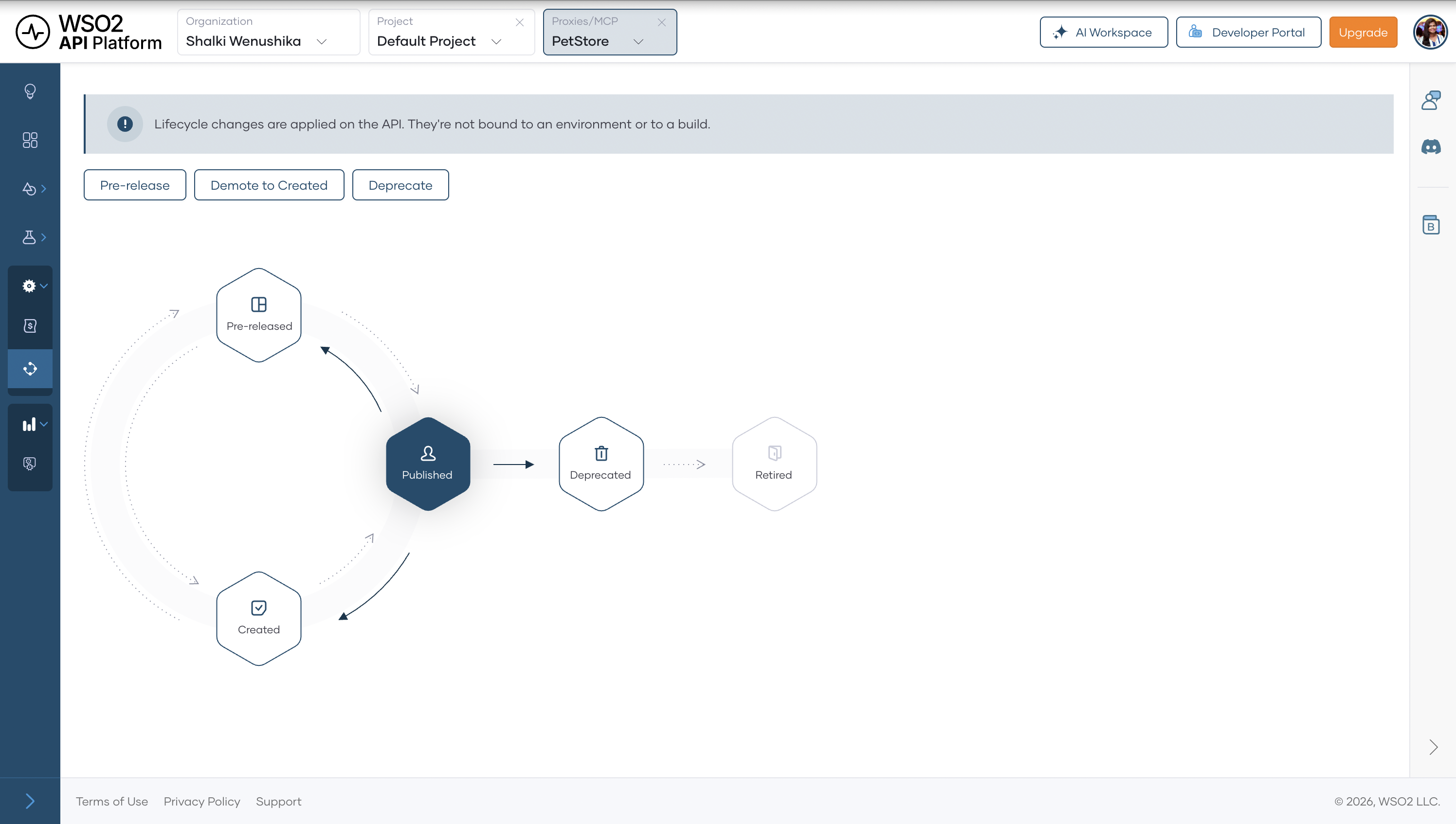 Developer Portal showing the published API in the catalog