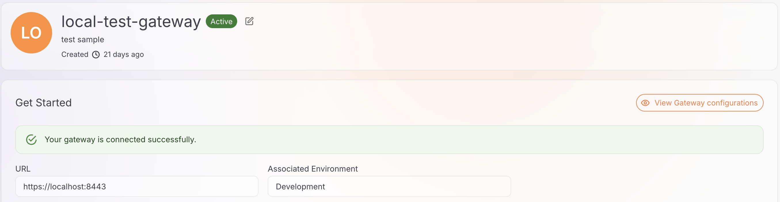 An AI Gateway showing the Active status in AI Workspace