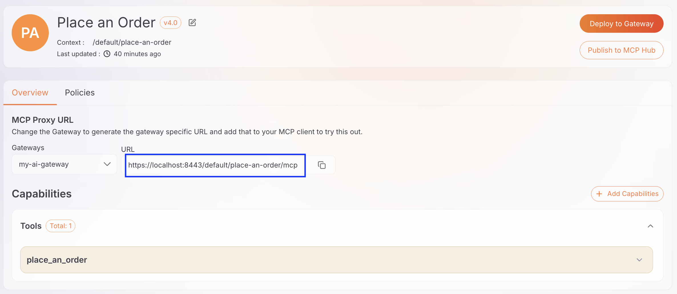 Deploy mcp proxy to gateway and invoke it