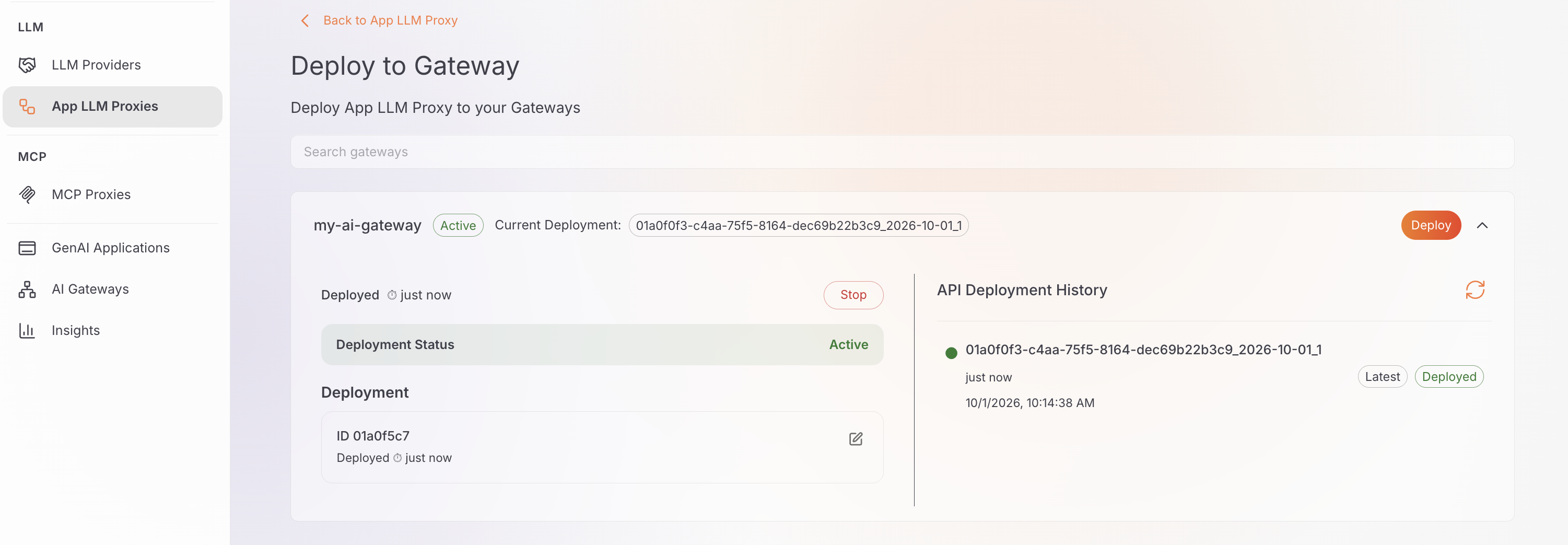 Deploying the guarded LLM proxy to the AI gateway