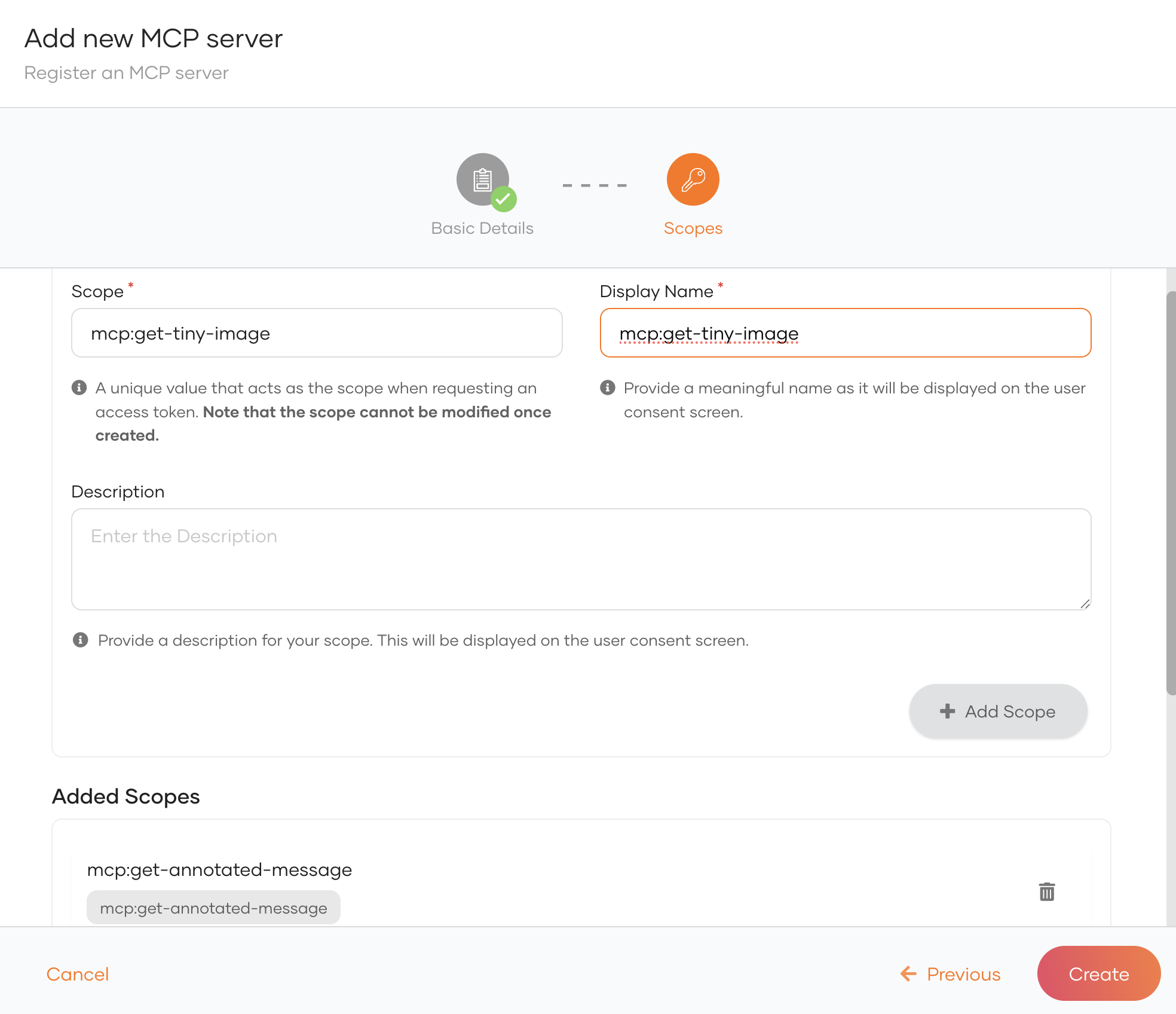 Scope configurations of the MCP Server in WSO2 Identify Platform