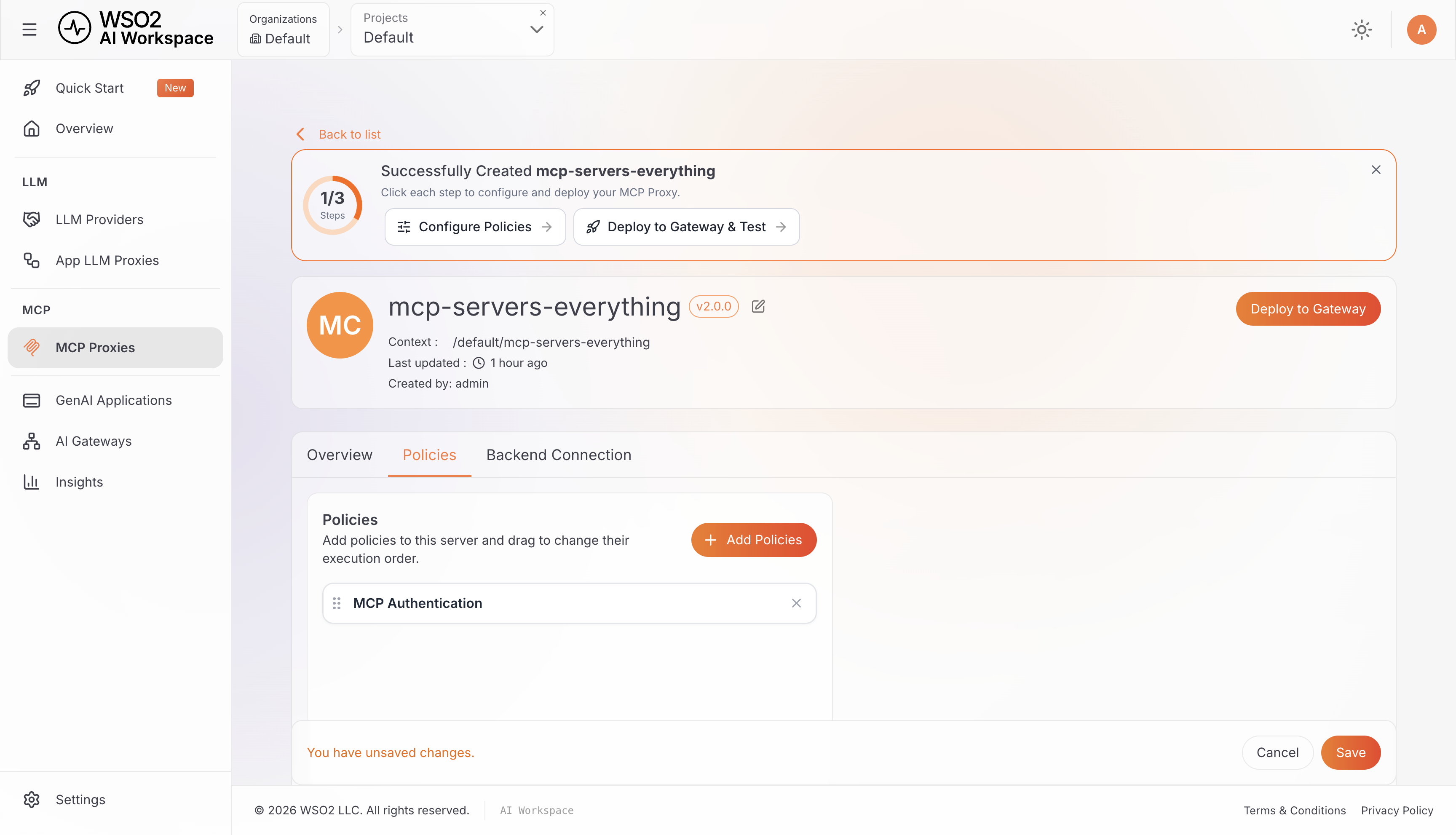 The MCP Proxy with the MCP Authentication Policy