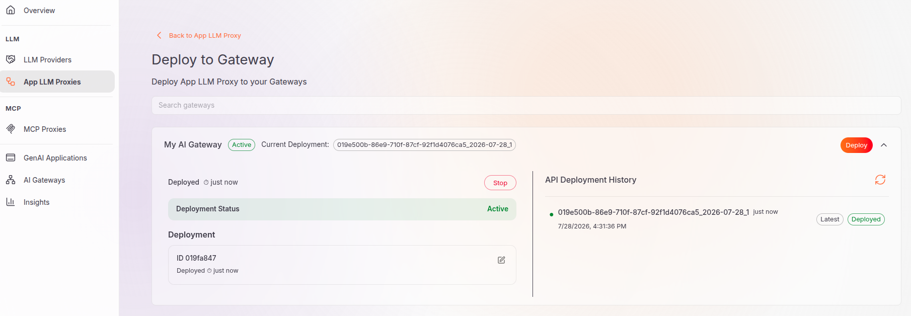 Deploying the App LLM Proxy to the gateway