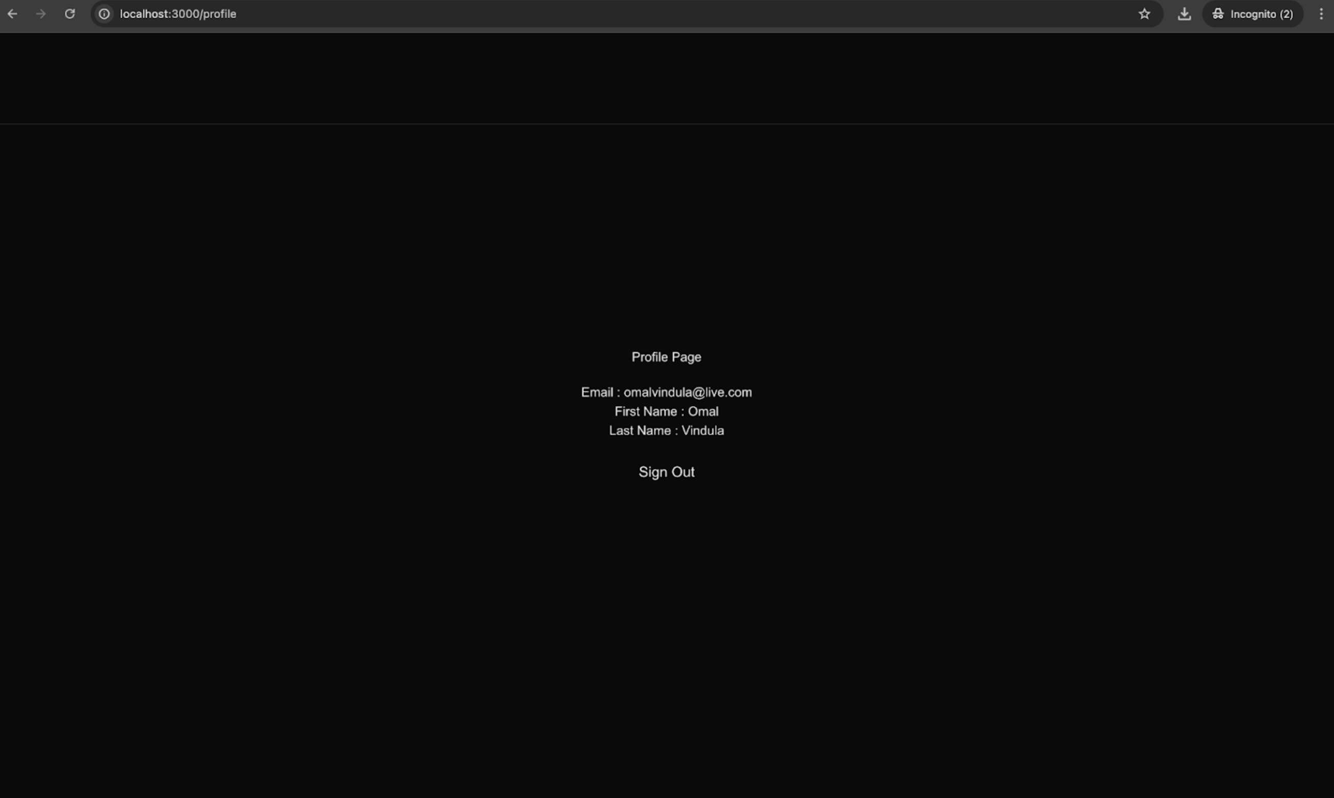 Profile screen (client component)