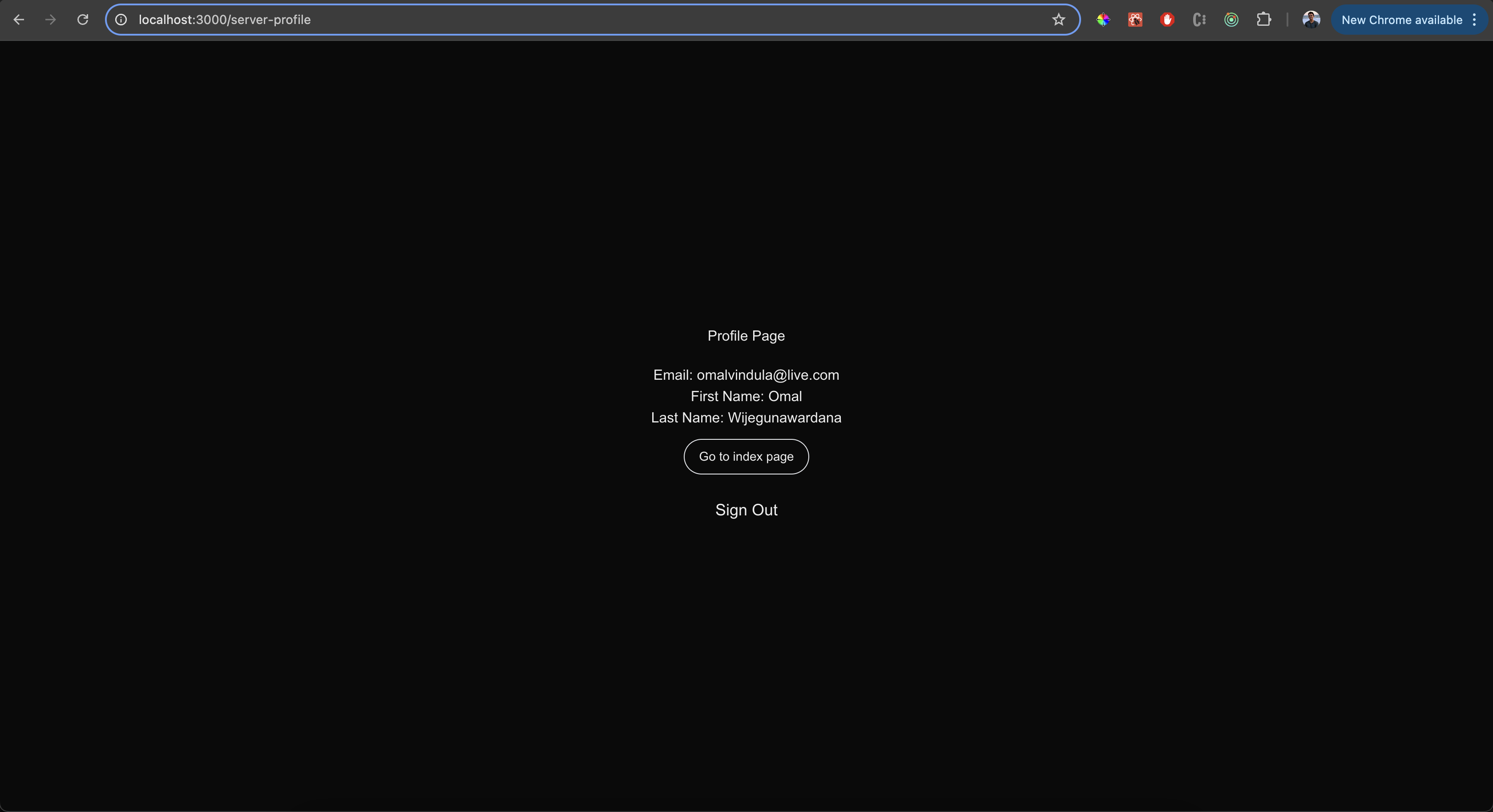 Profile screen (server component)