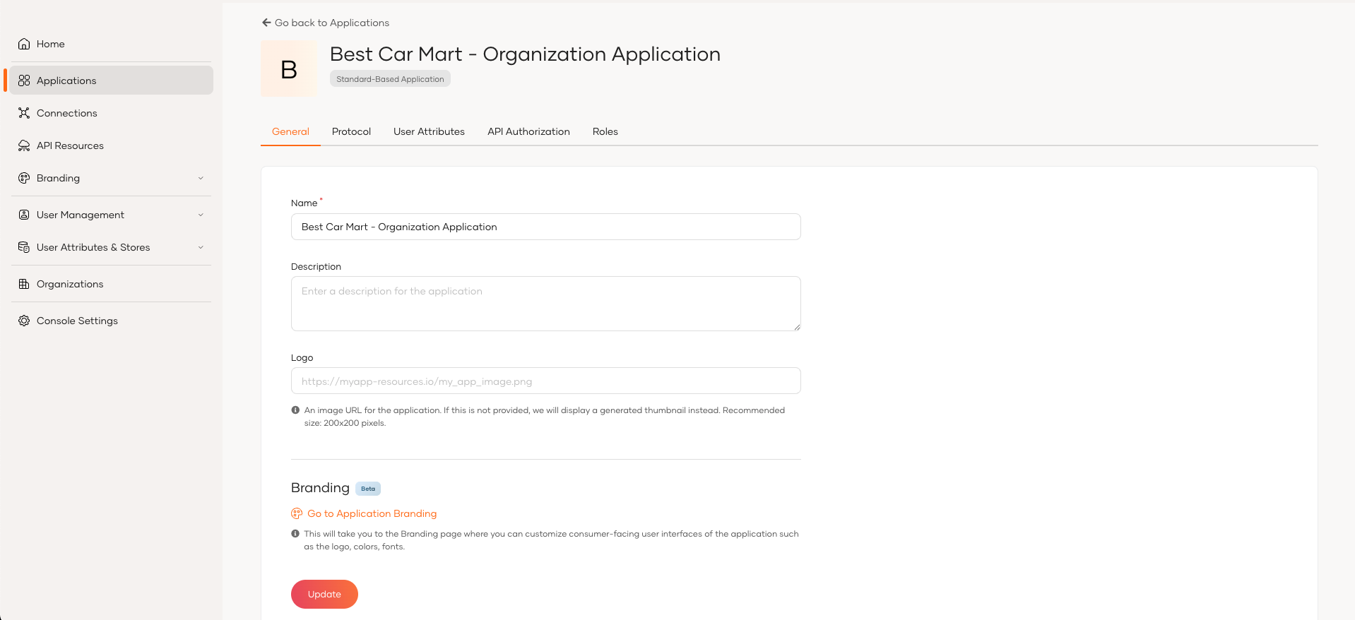Organization Application Edit