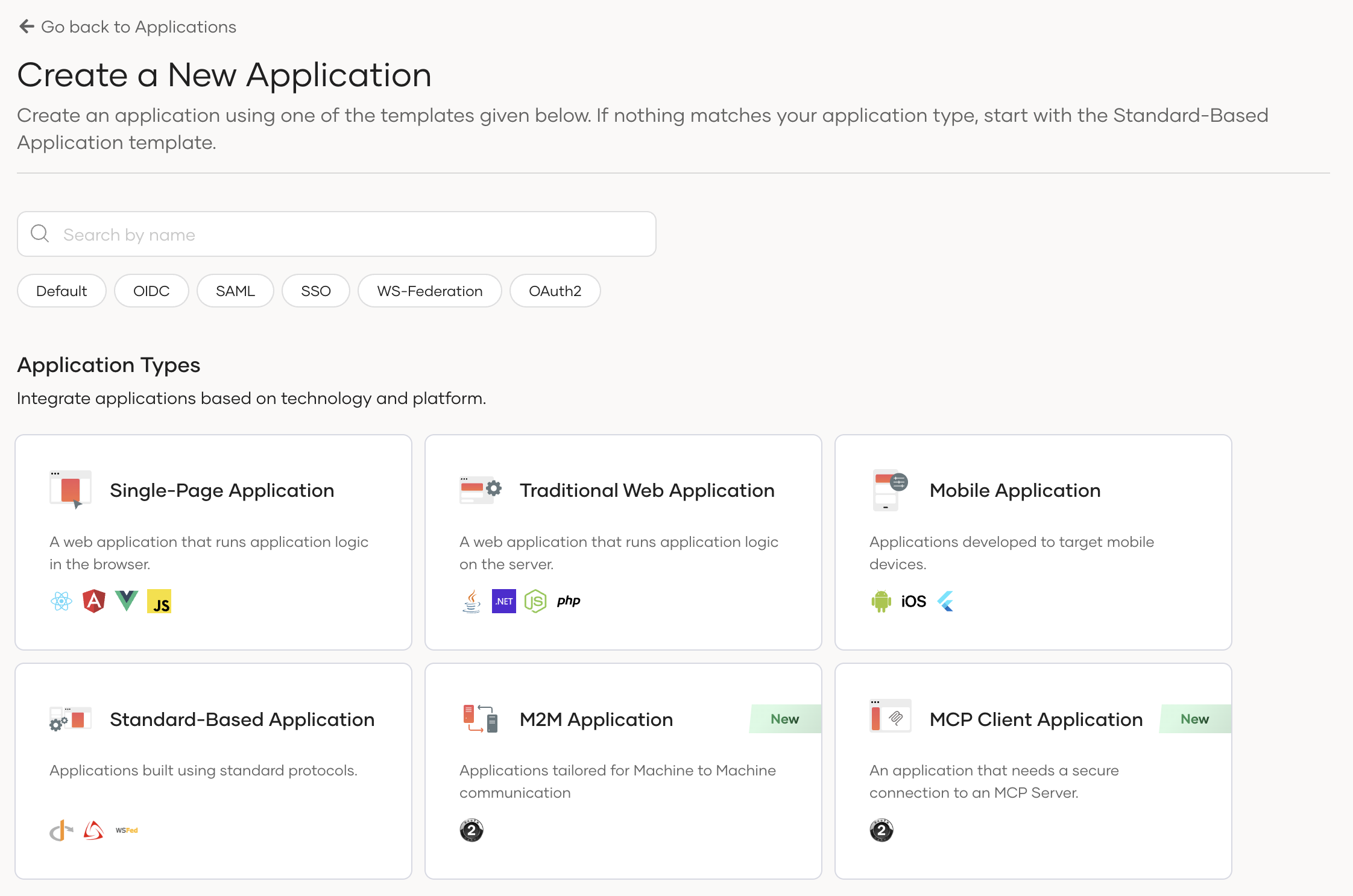 Select MCP client application template