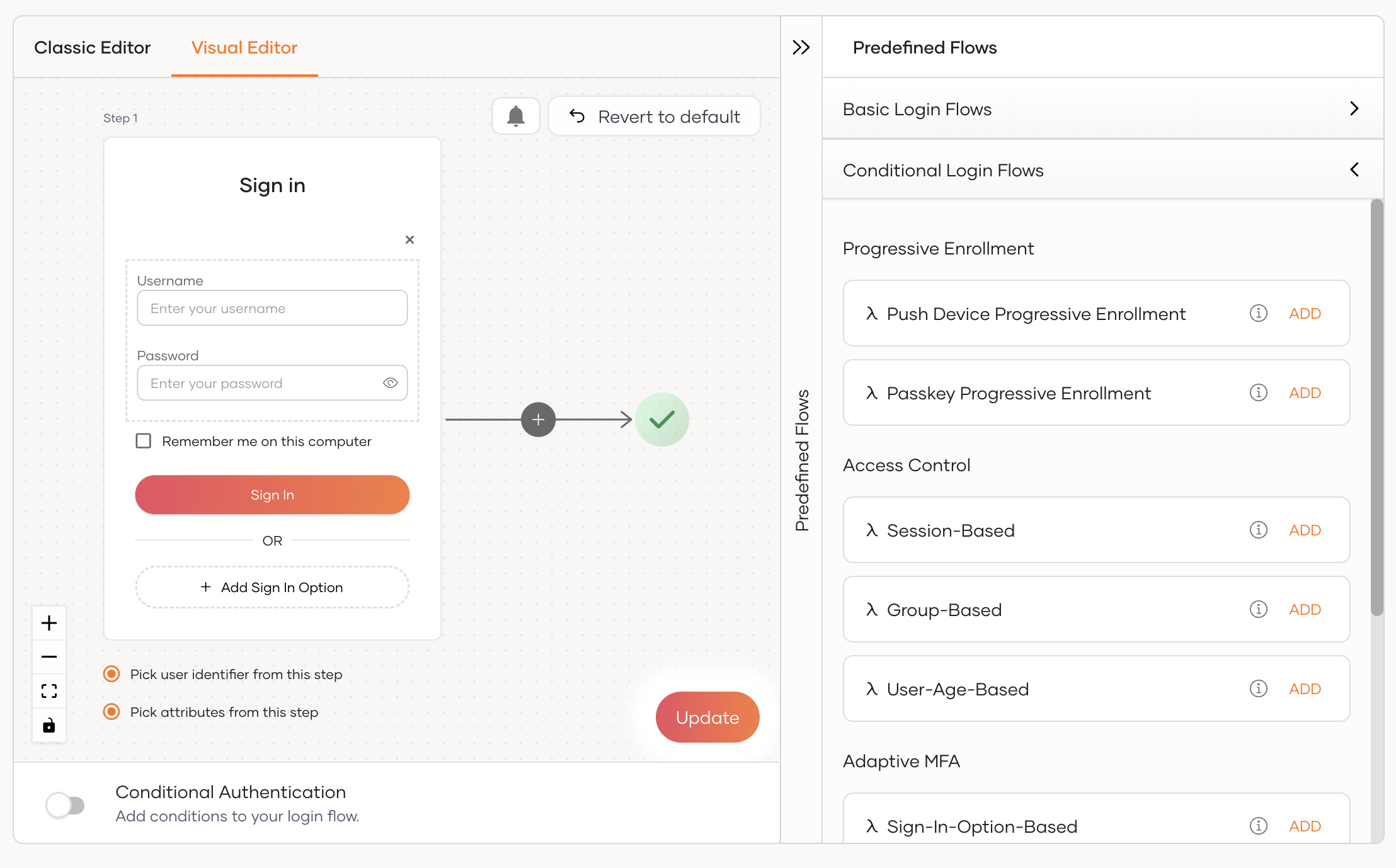 Conditional login flows