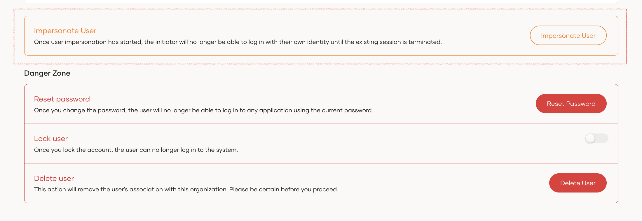 User Impersonate Button
