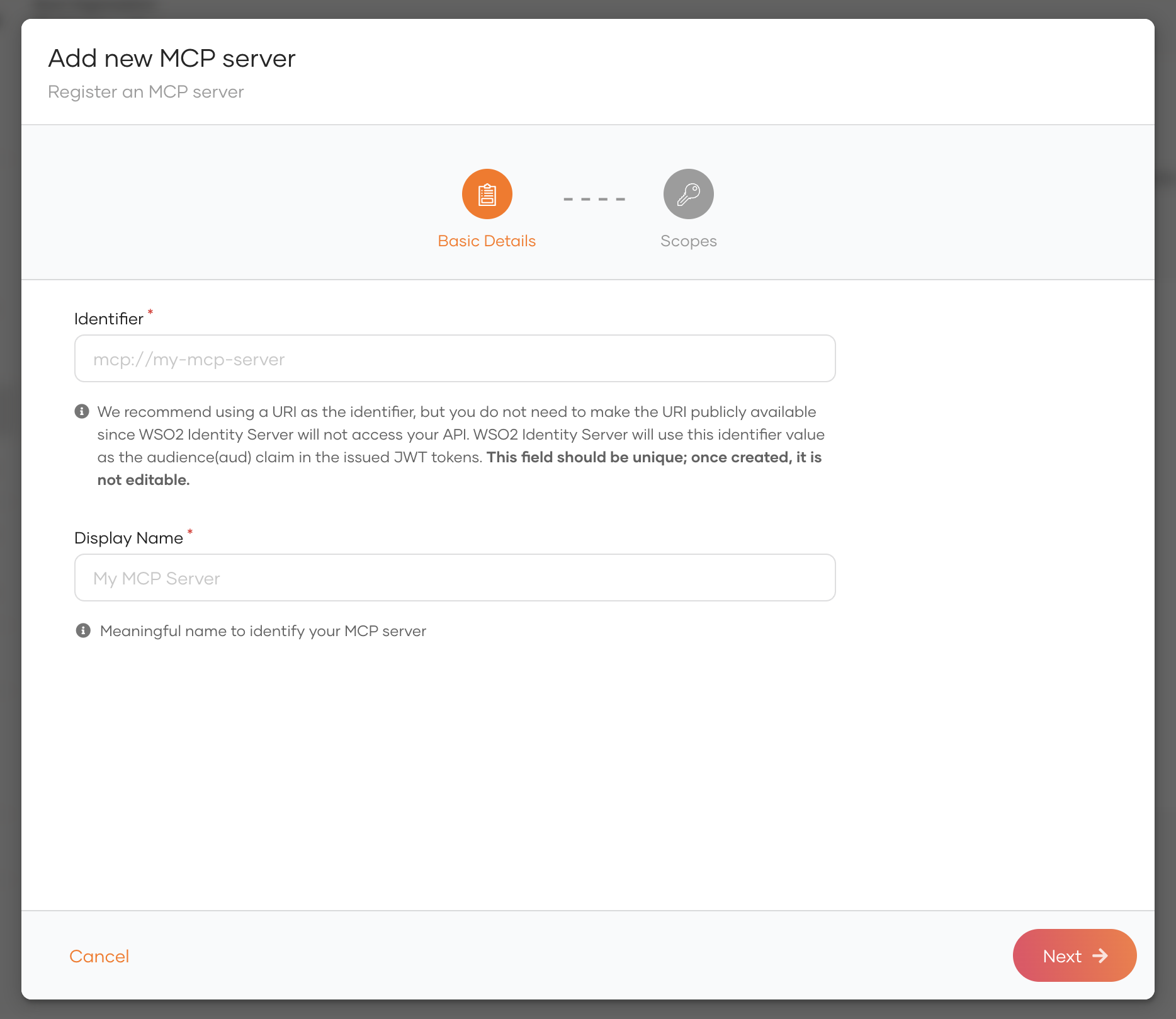 New MCP server wizard