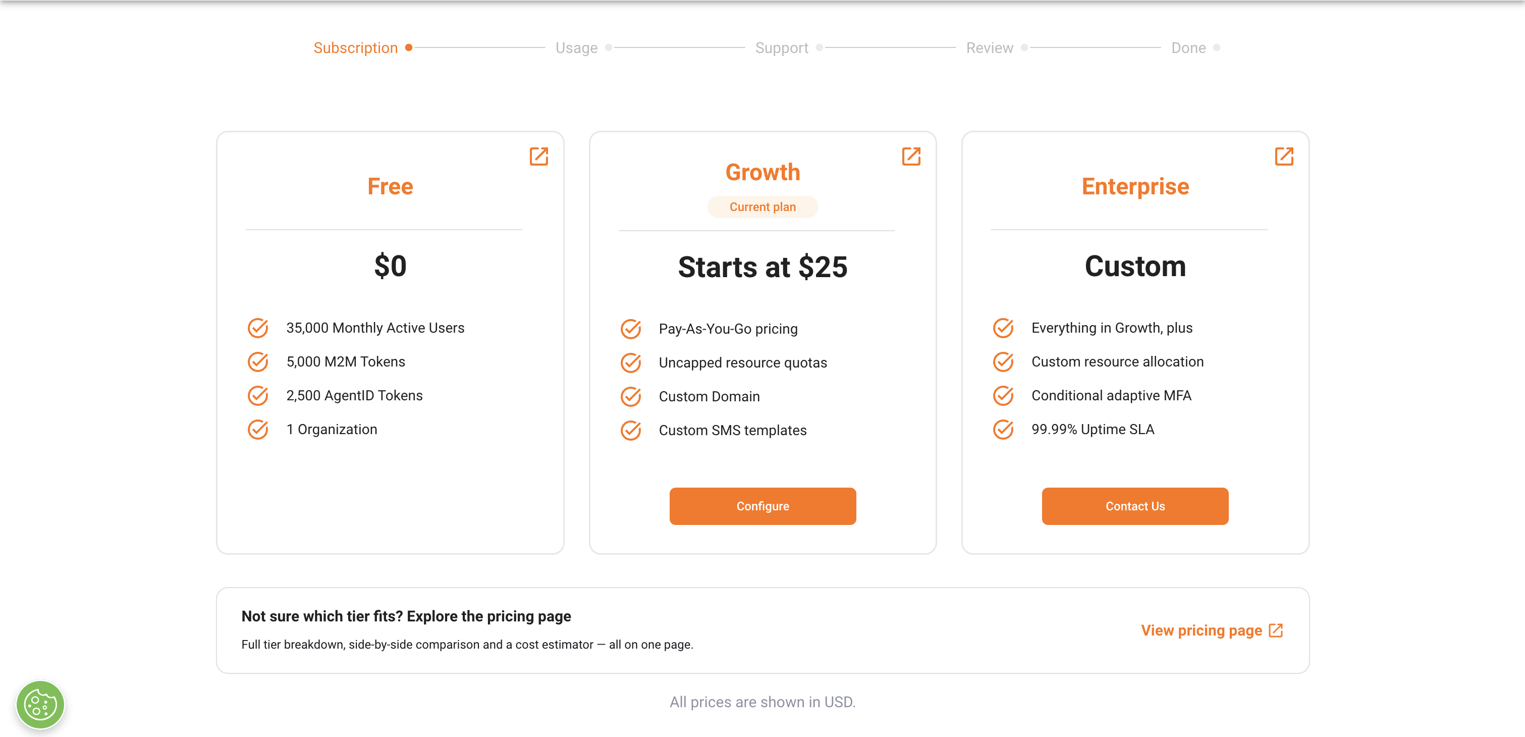 select subscription plan