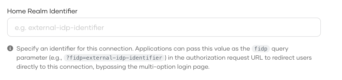 Home realm identifier configuration