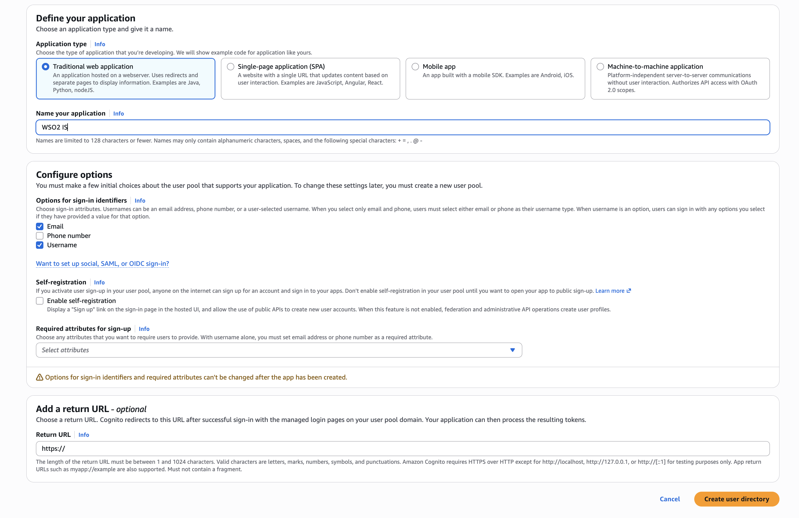 Create traditional application