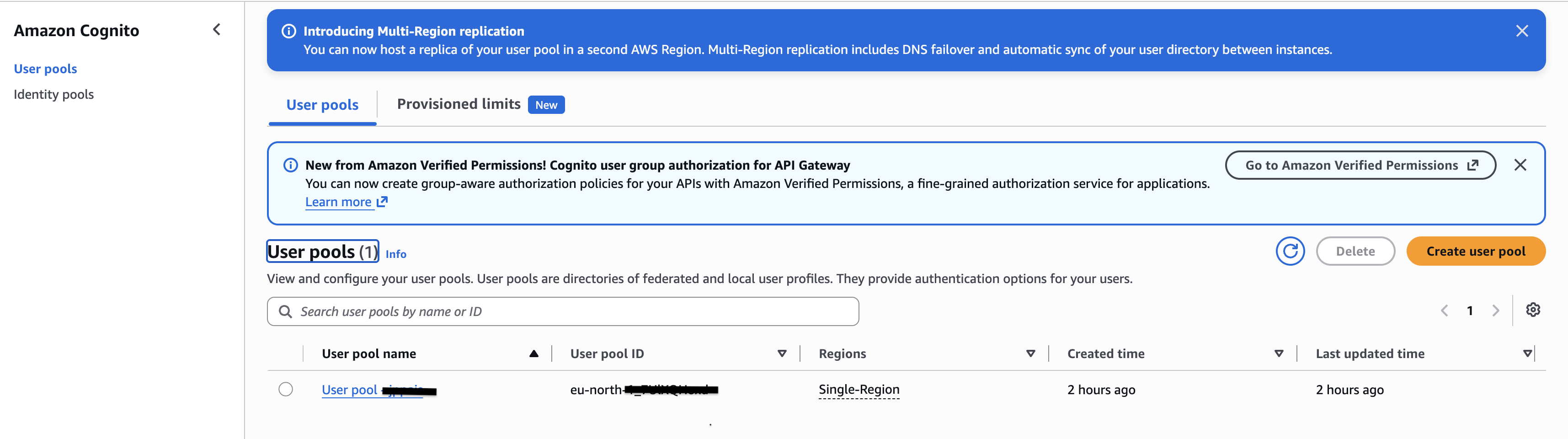 Create User pools
