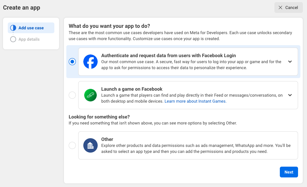 Create Facebook consumer app