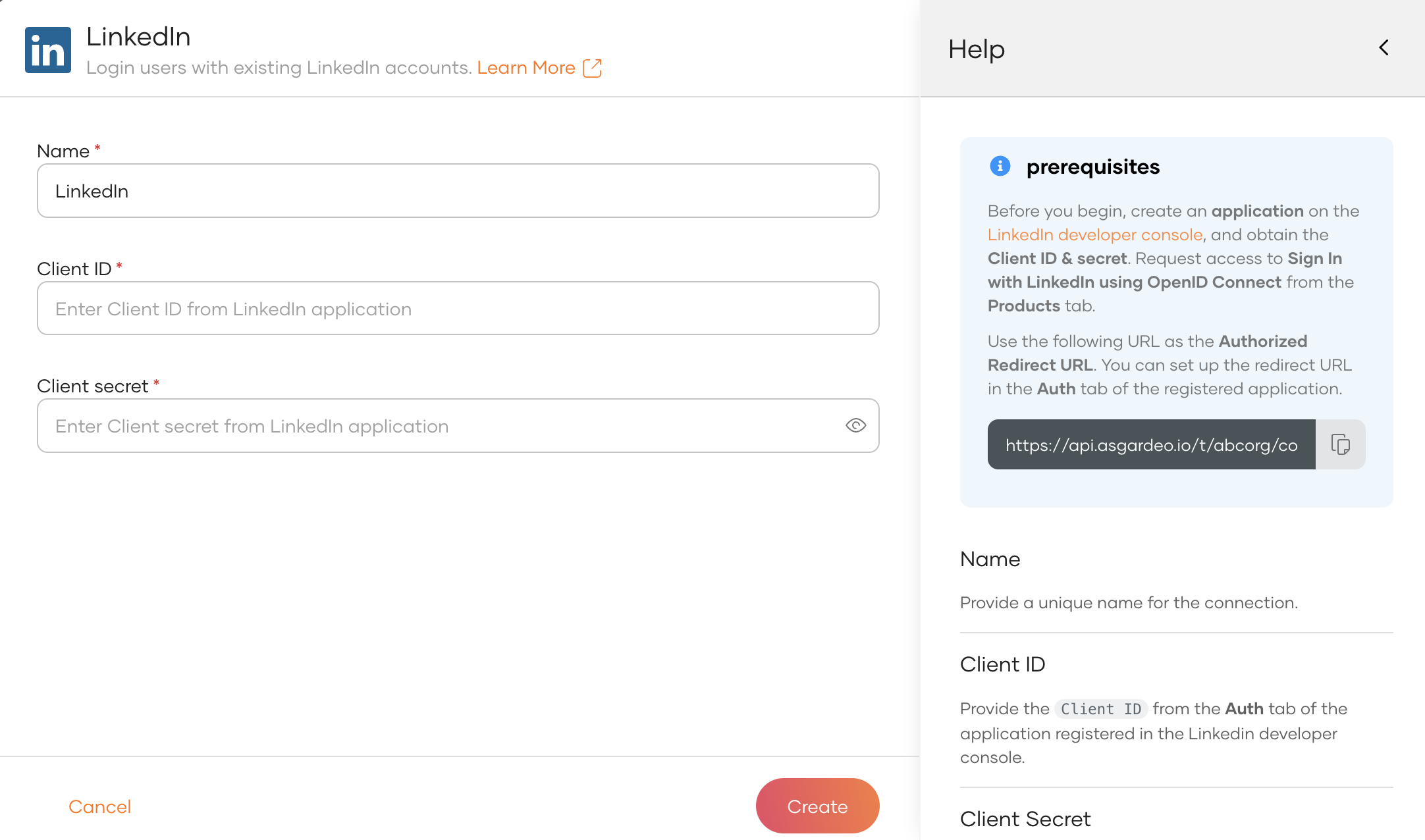 Add LinkedIn IDP in Asgardeo