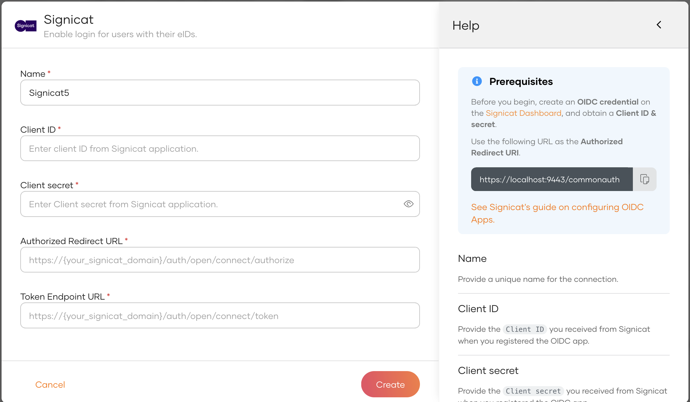 Add Signicat Connection in Asgardeo