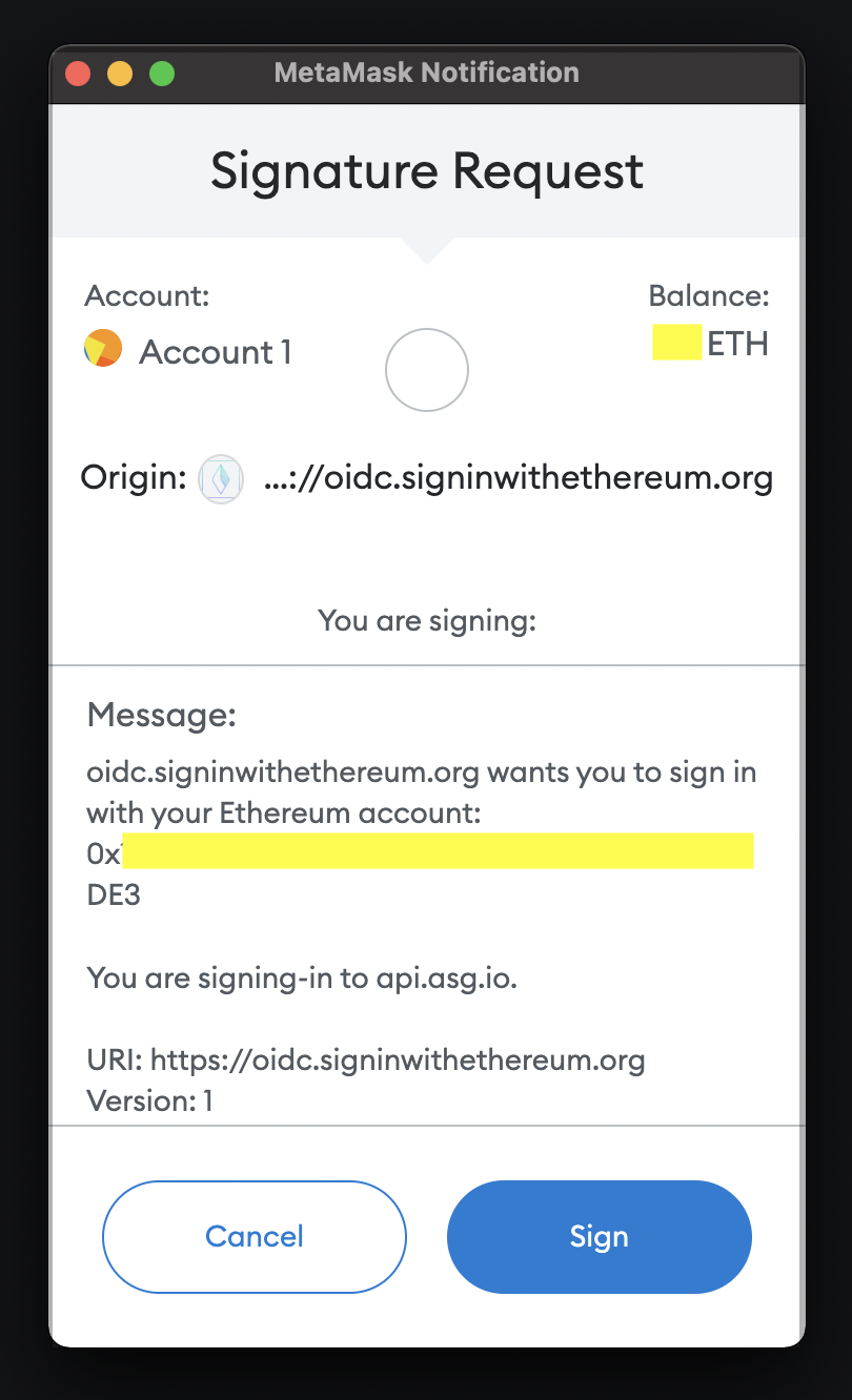 Sign-In With Ethereum request signing