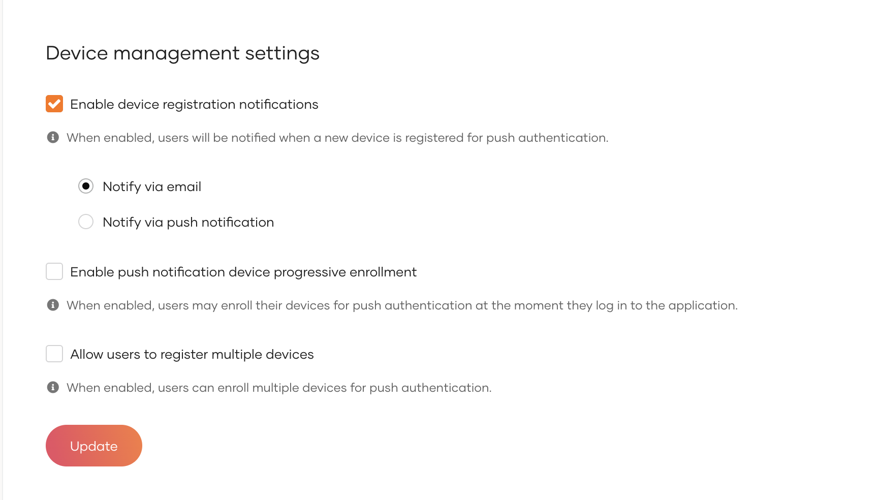 Device registration notification channels in WSO2 Identity Platform