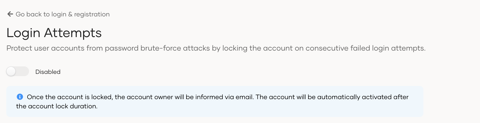 Disable login attempts security