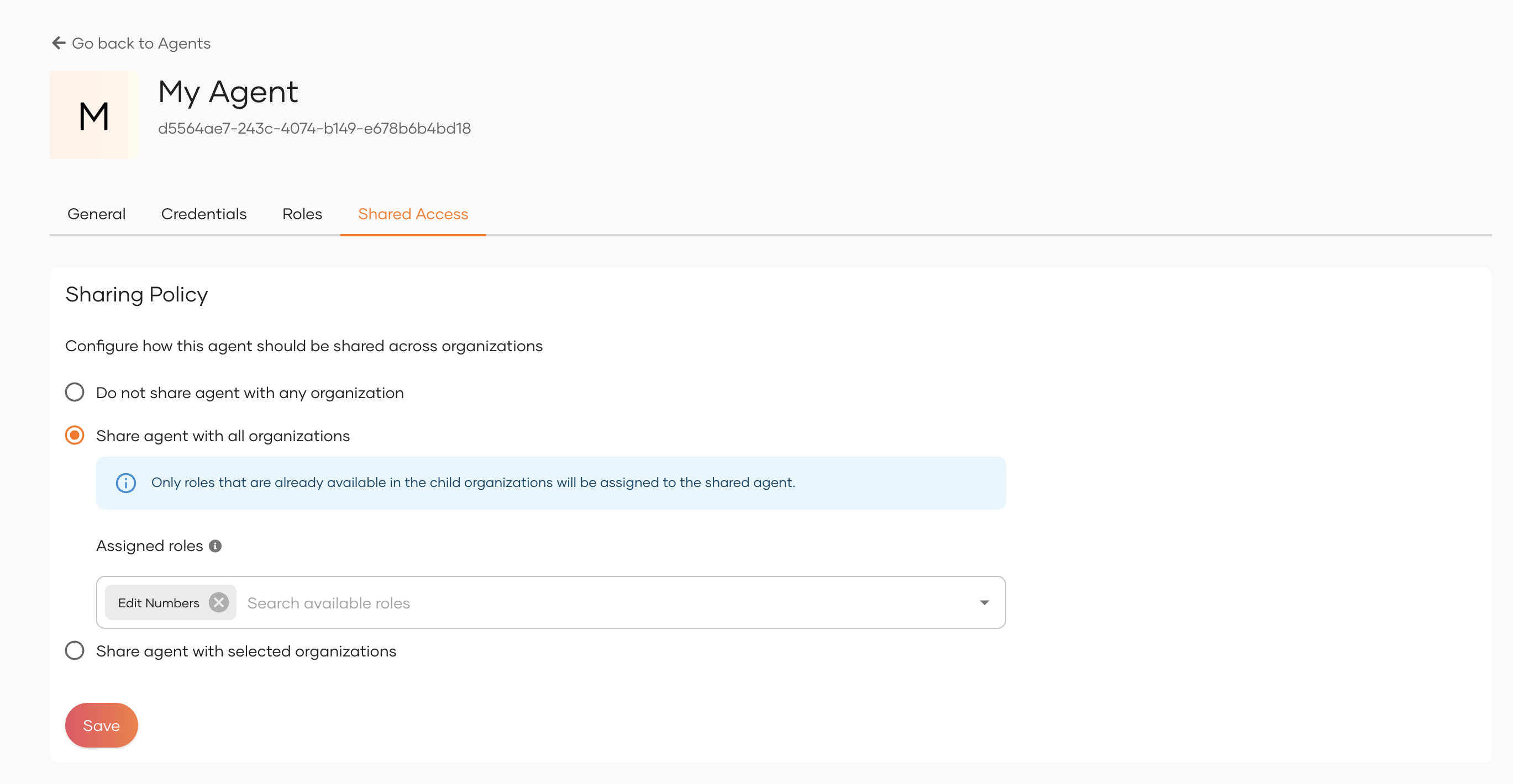 Share the agent with all organizations