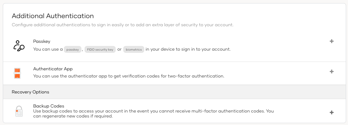Register security key/biometrics via MyAccount