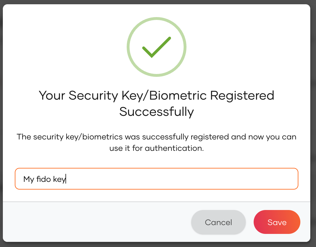 Rename Key/Biometrics via MyAccoun