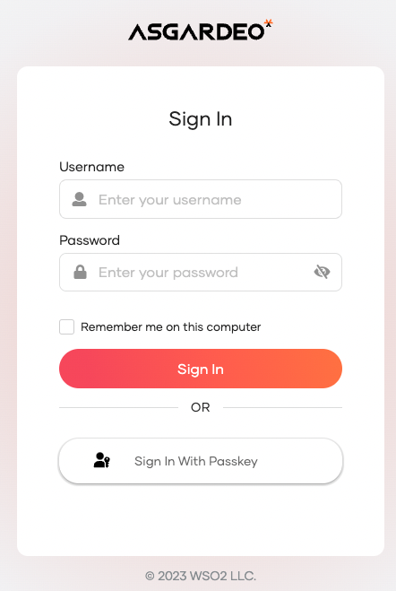 Sign In with passkey login in Asgardeo