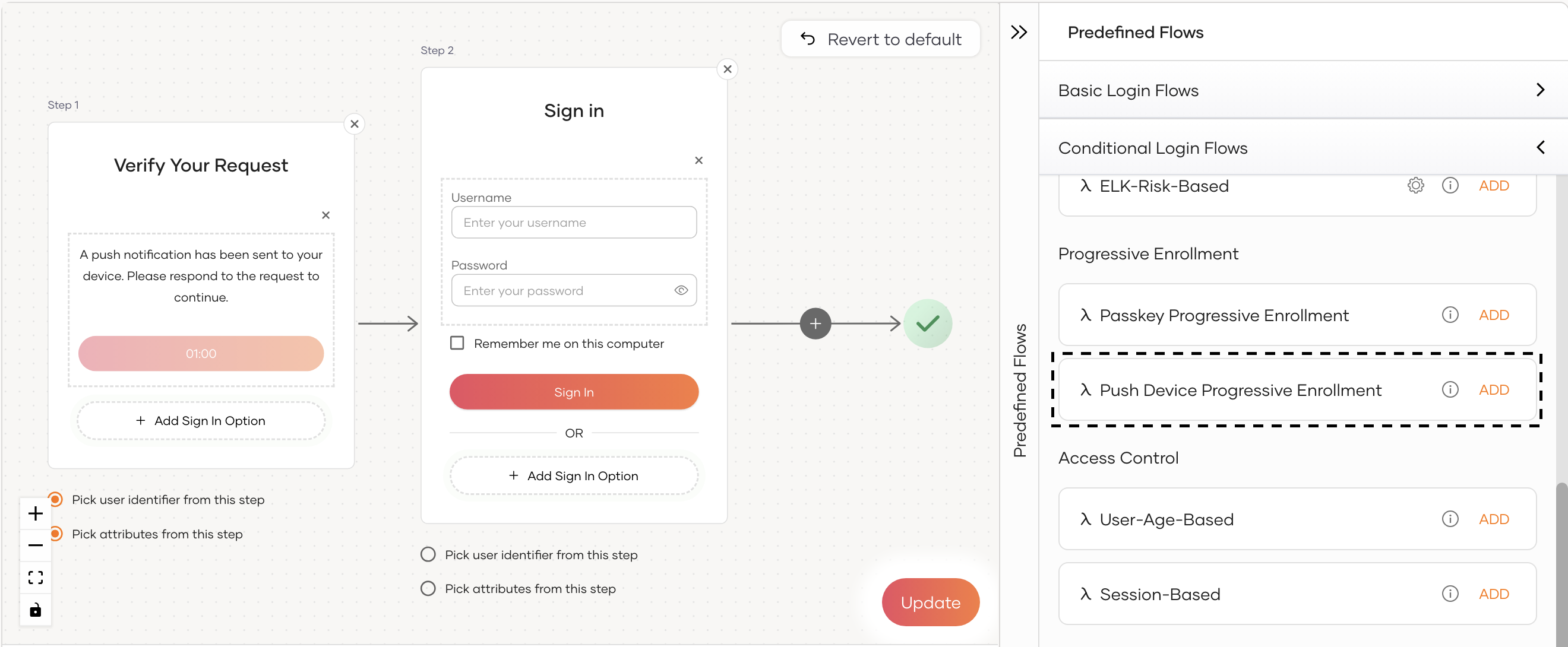 Configuring push device progressive enrollment in Asgardeo