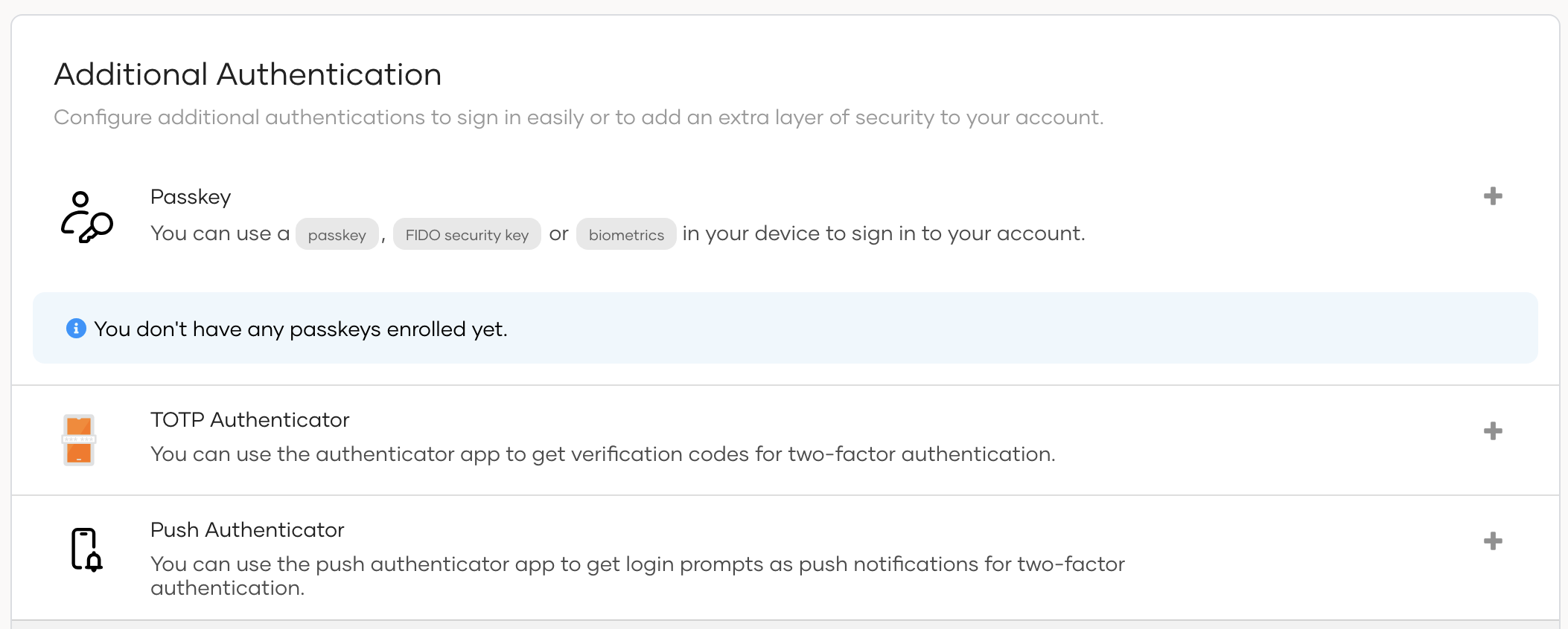 Enroll passkey via MyAccount