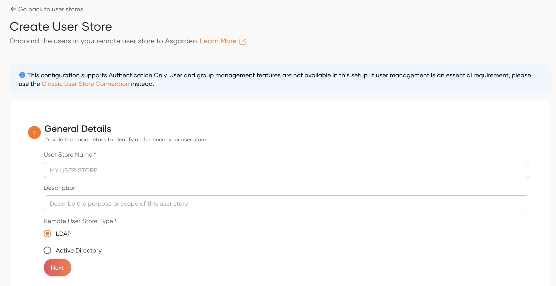 Register remote user store to Asgardeo