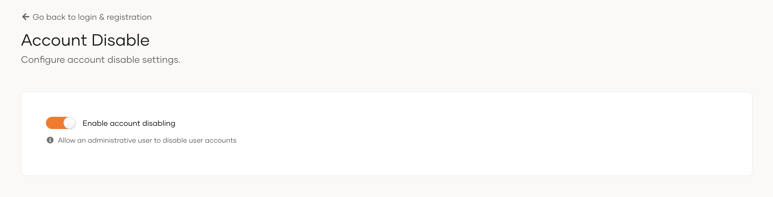 Account Disable Settings