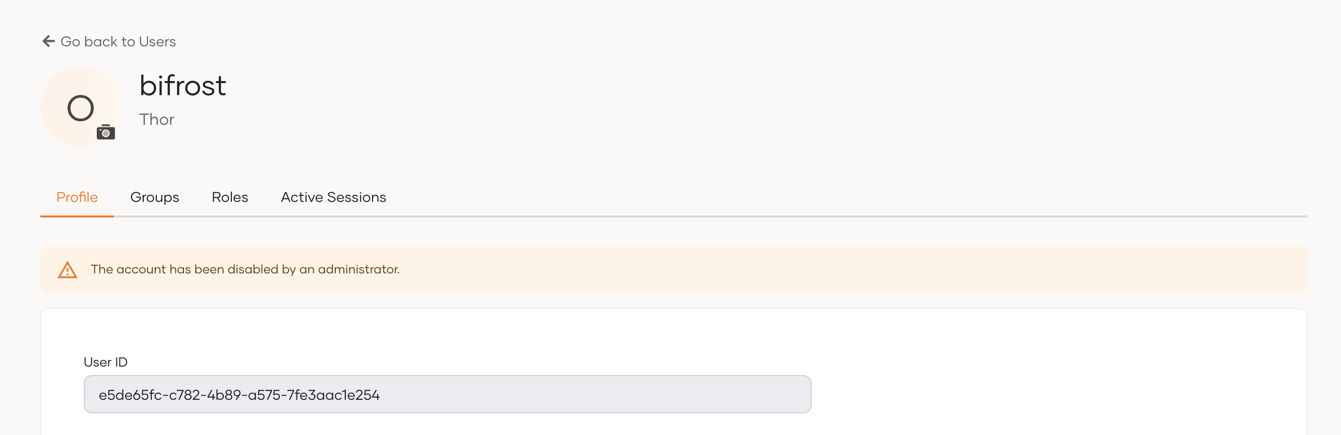 Account disable reason