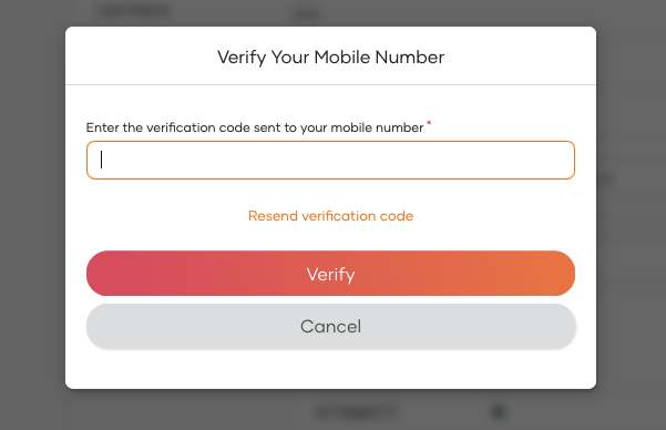 Mobile number verification code