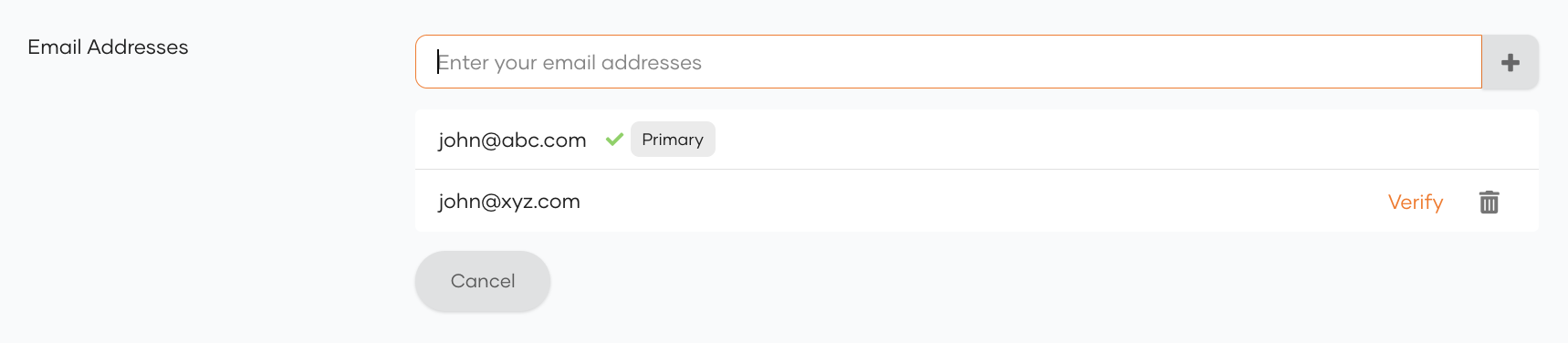 Email addresses update
