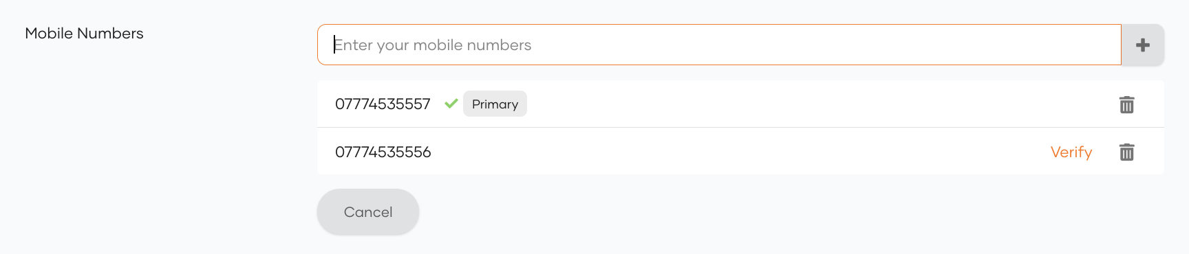 Mobile number update