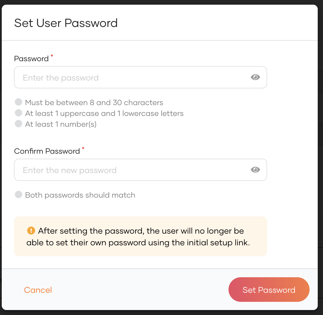 Set password