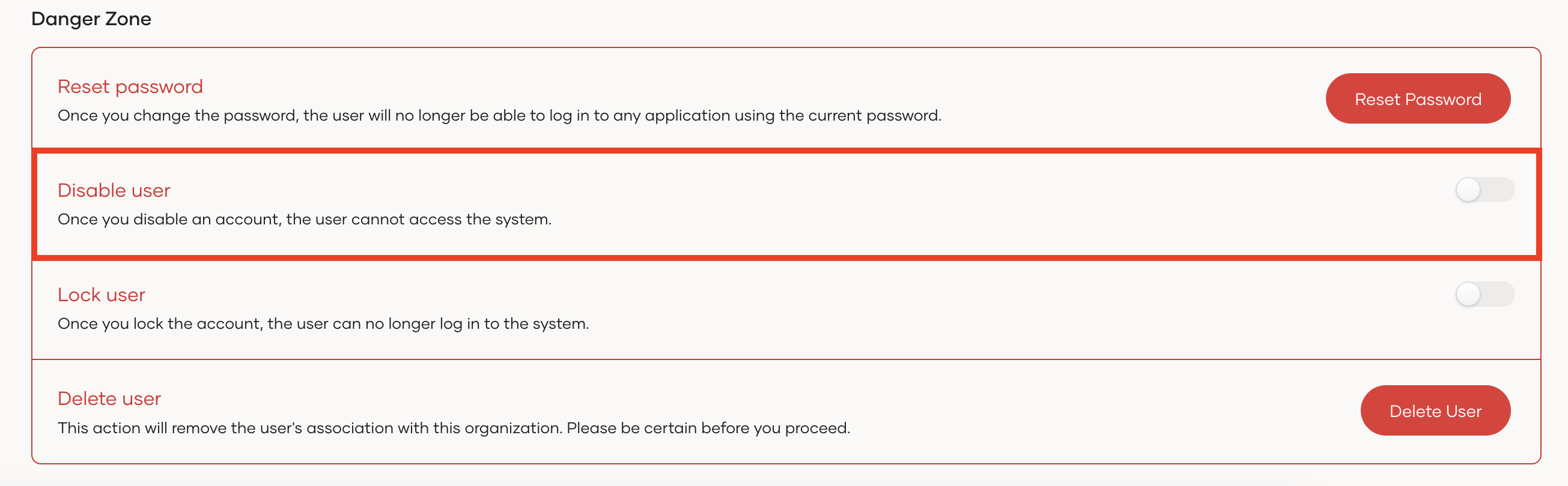 Disable User Account
