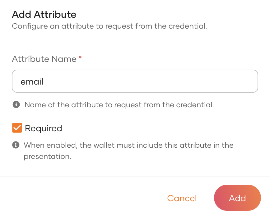 Add Attribute dialog