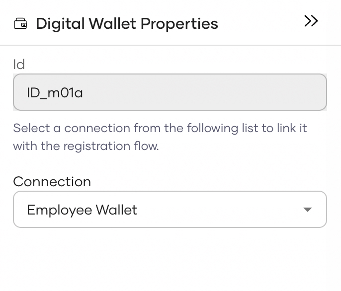 Digital Wallet step configured with the Employee Wallet connection