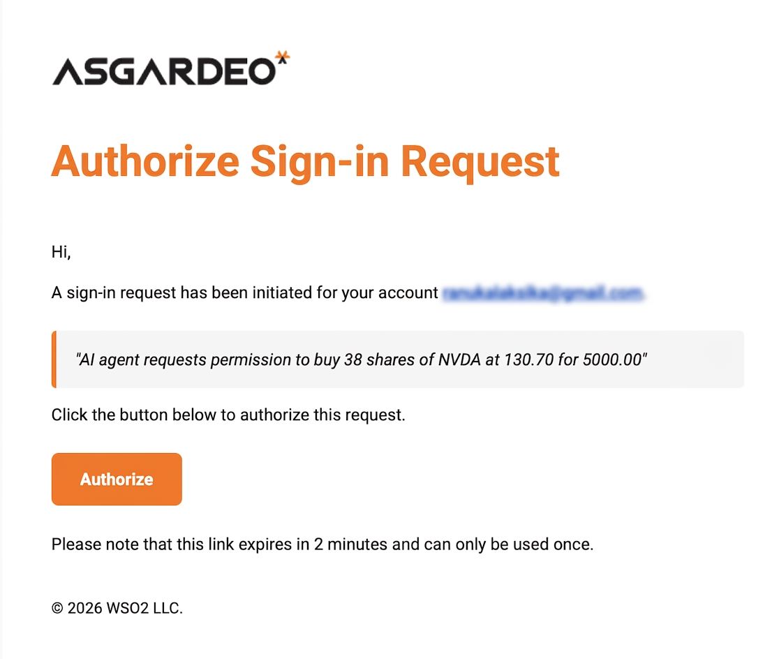 CIBA Authorization Email