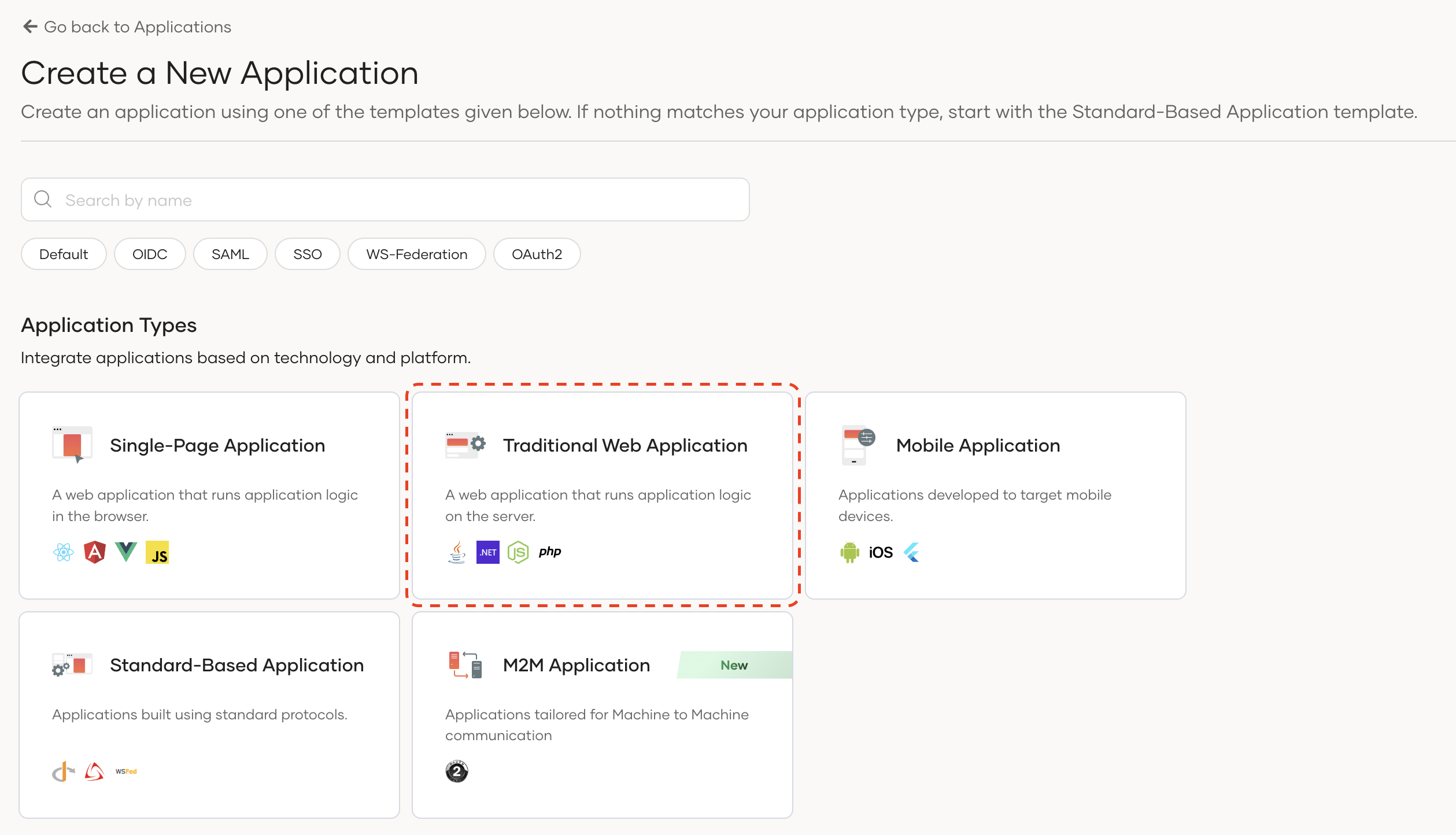 Select Traditional Page Application
