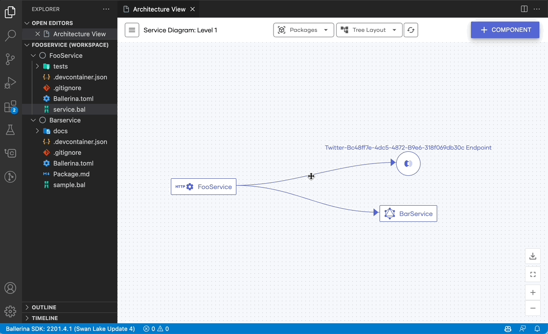 Design using the architecture diagram - Ballerina Extension for Visual ... image.