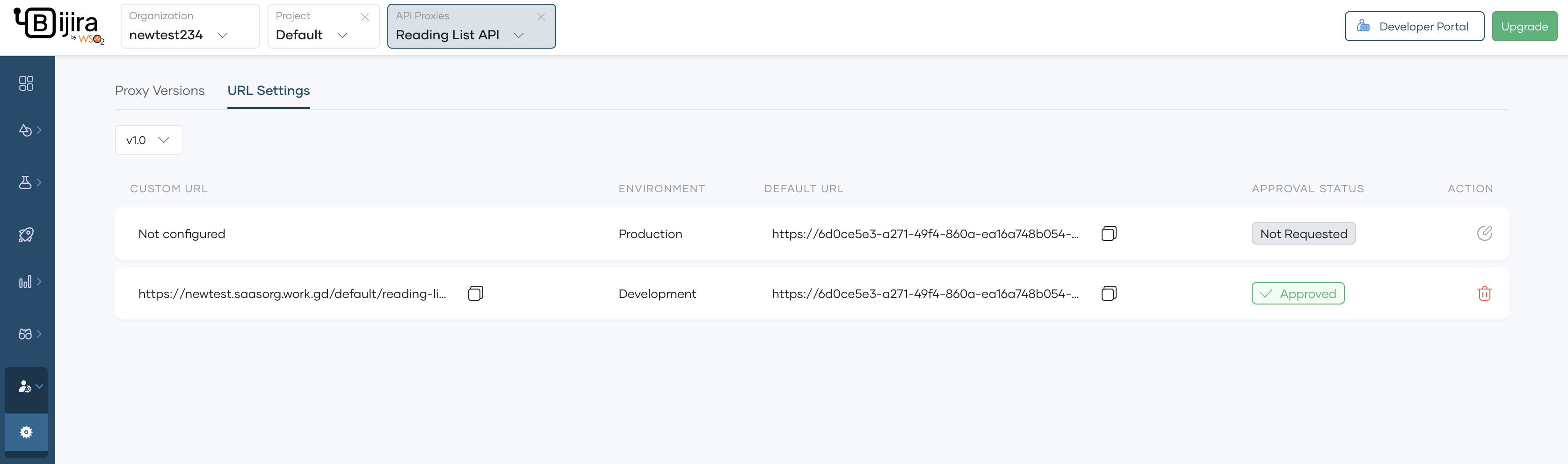 Approved custom URL