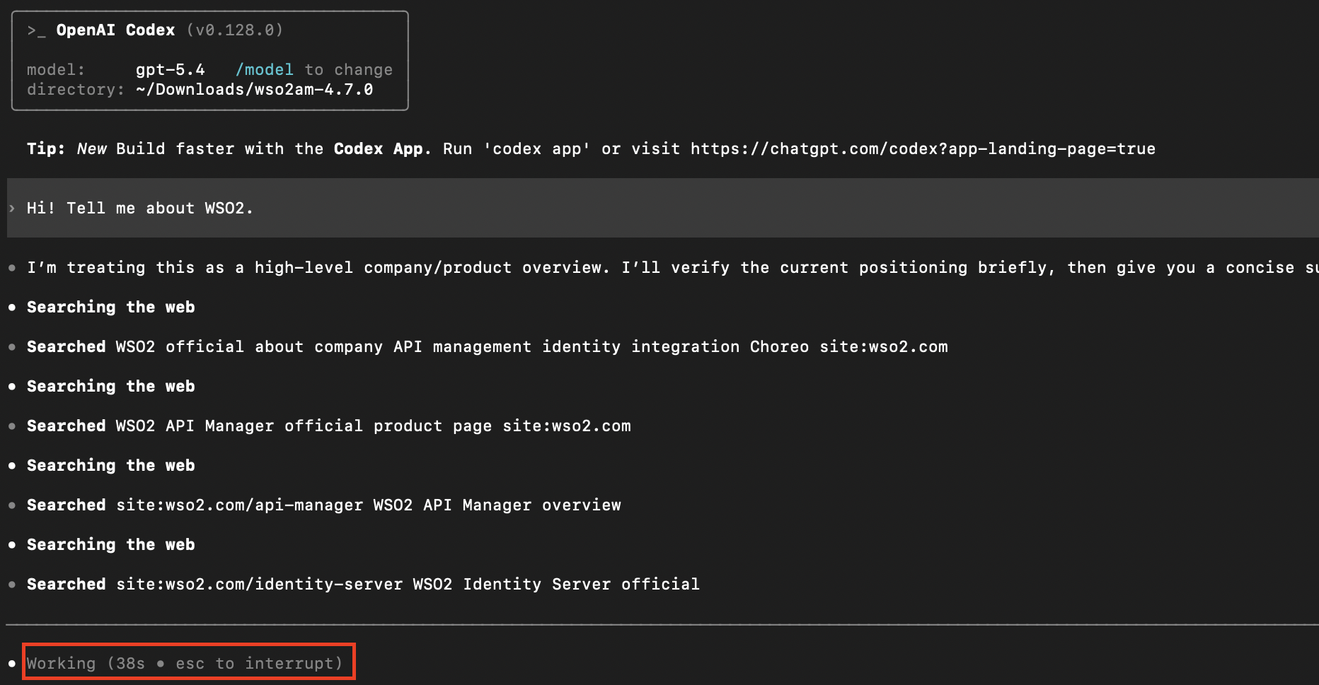 codex cli rate limit example